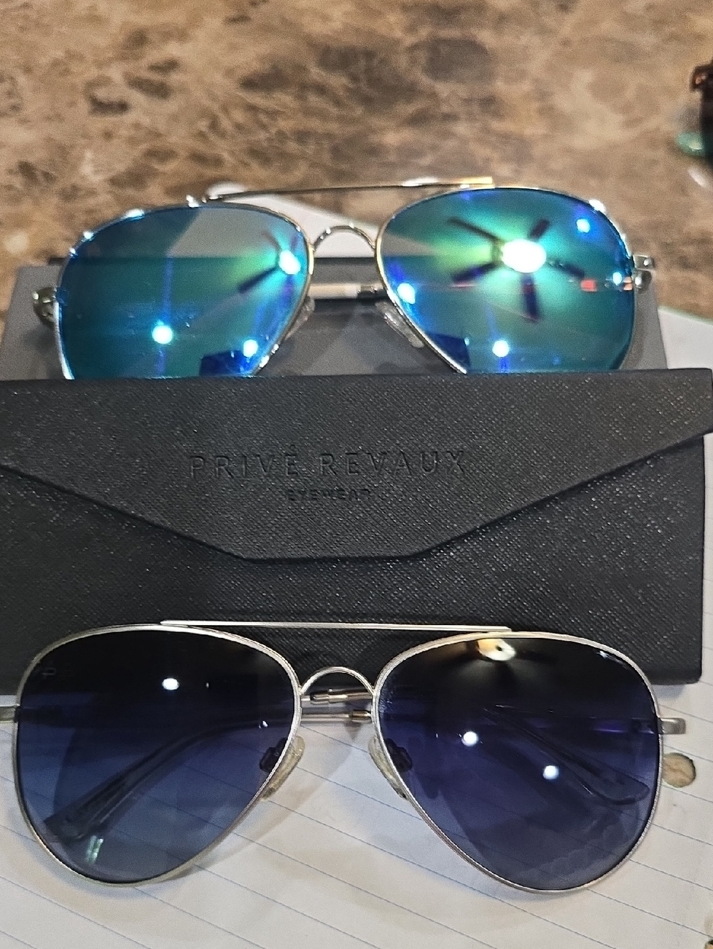 Privé Revaux Wms Aviator Sunglasses,  1 Pr Blue Gradient Lenses , 1  Pr Dk Blue